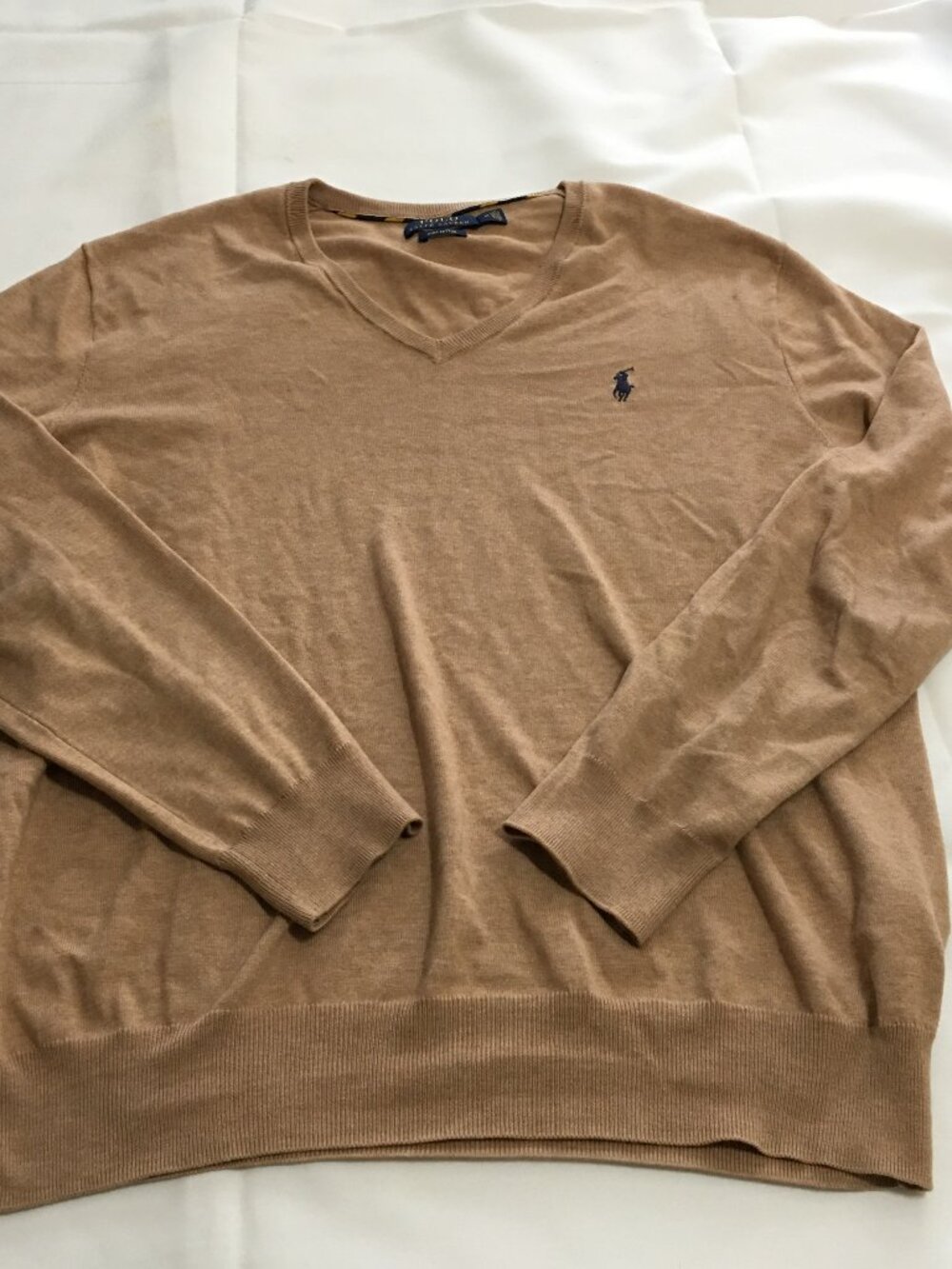 Polo Ralph Lauren Men's Sweater Medium Brown Pima Cotton Preppy